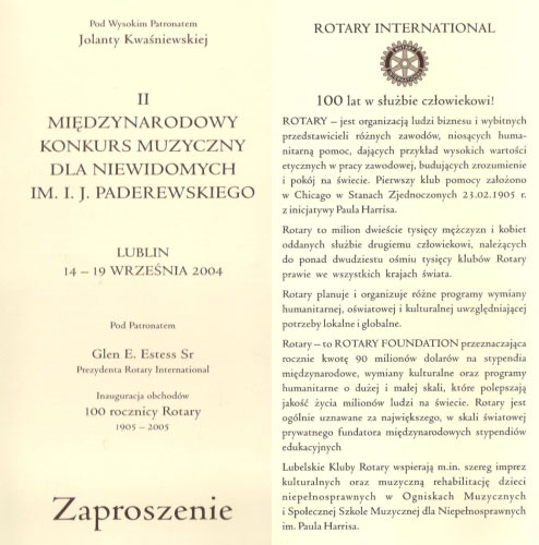 zaproszenie na konkurs muzyczny dla niewidomych